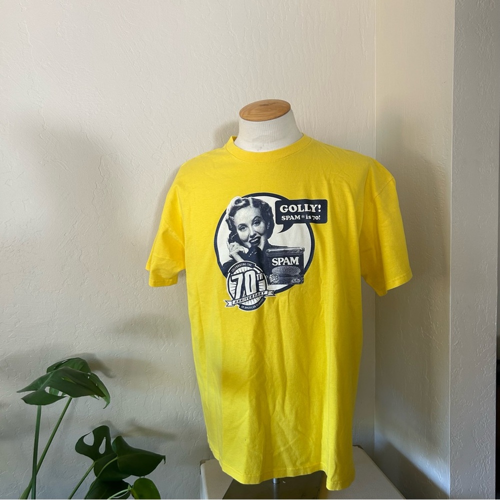 Y2K Vintage Retro Aesthetic Spam Neon Yellow Graphic Tee - Picture 3 of 12